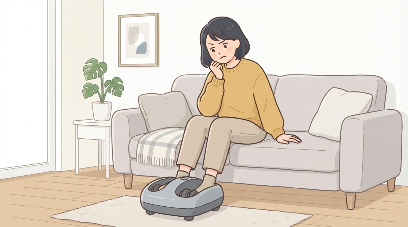 フットマッサージャーの効果に疑問を感じる女性