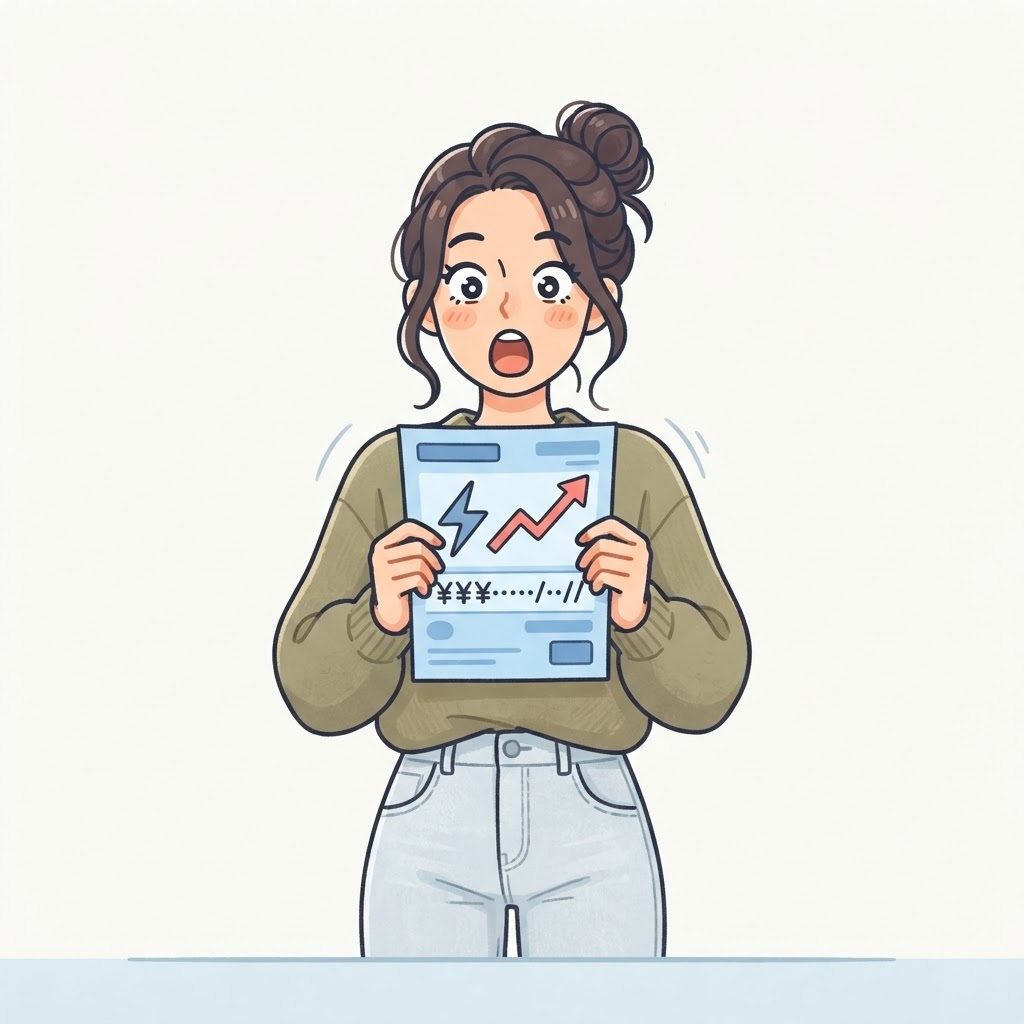 電気代の請求に驚く女性