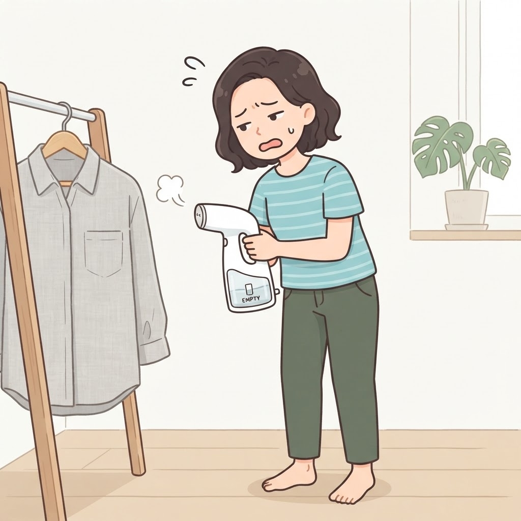 スチーマーの水切れに困る女性