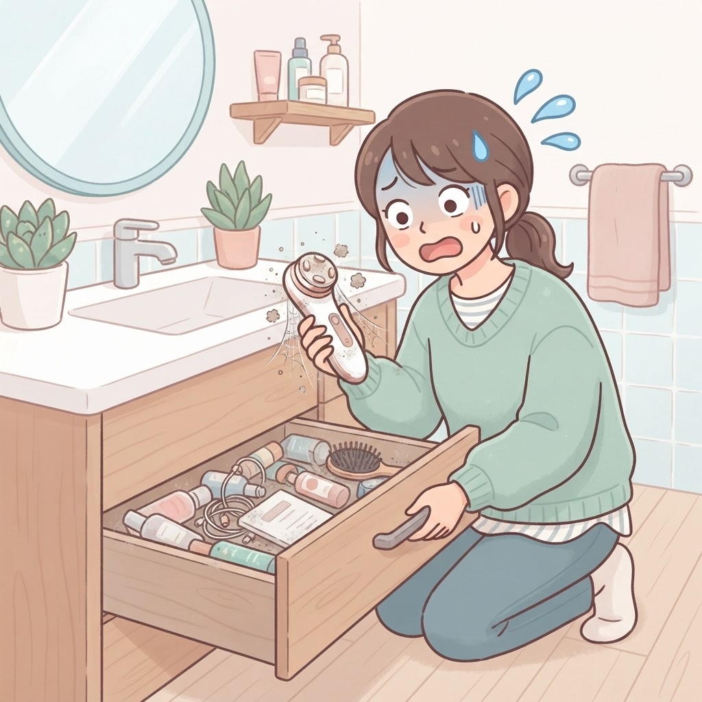 使わなくなった美顔器を見つける女性
