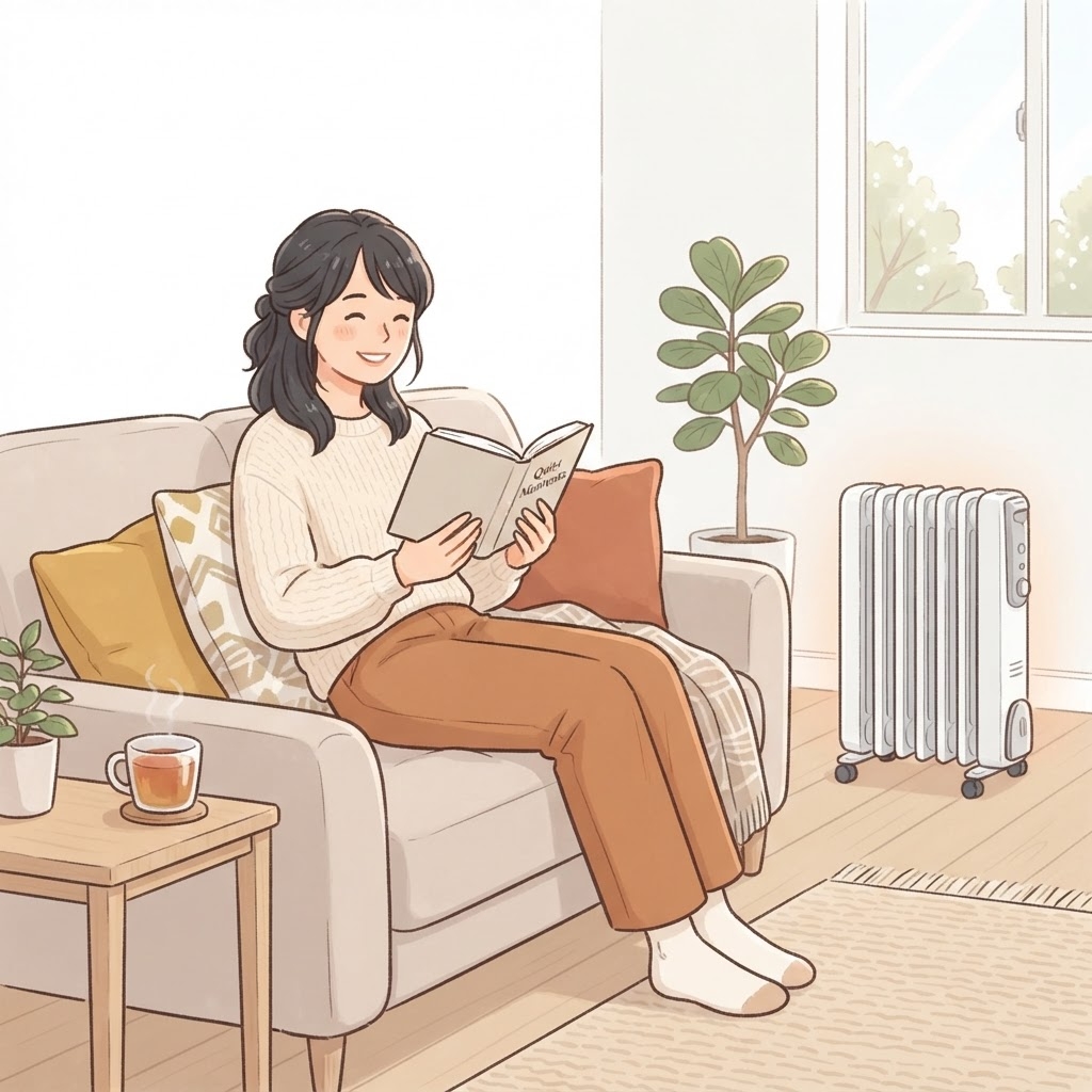 静かな部屋でくつろぐ女性