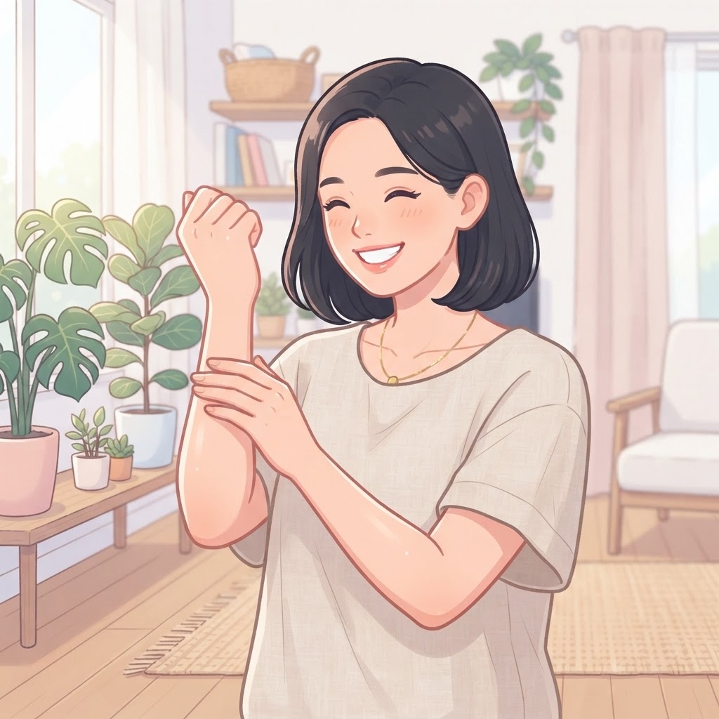 ケアの成果に満足して笑顔の女性