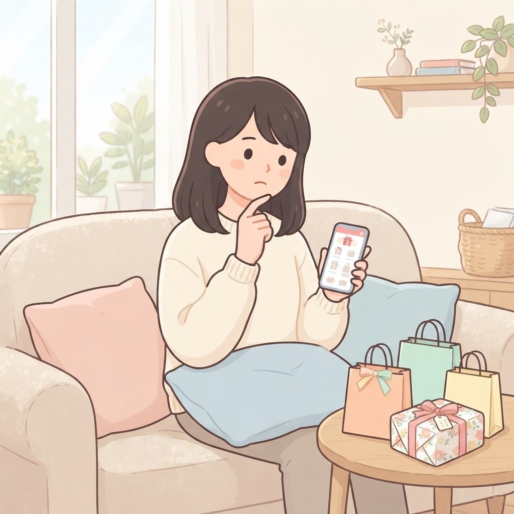 プレゼント選びに悩む女性