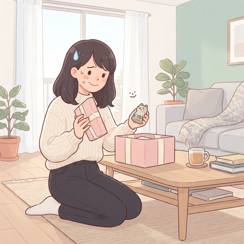 もらったプレゼントに反応を困る人物