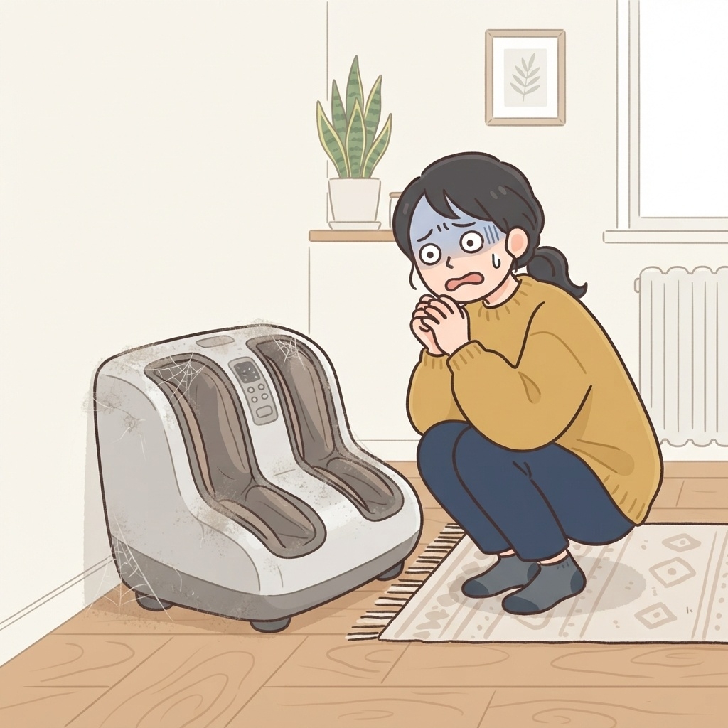 使わなくなって部屋の隅に置かれたフットマッサージャー