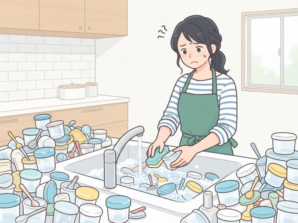 容器の洗い物が面倒な女性
