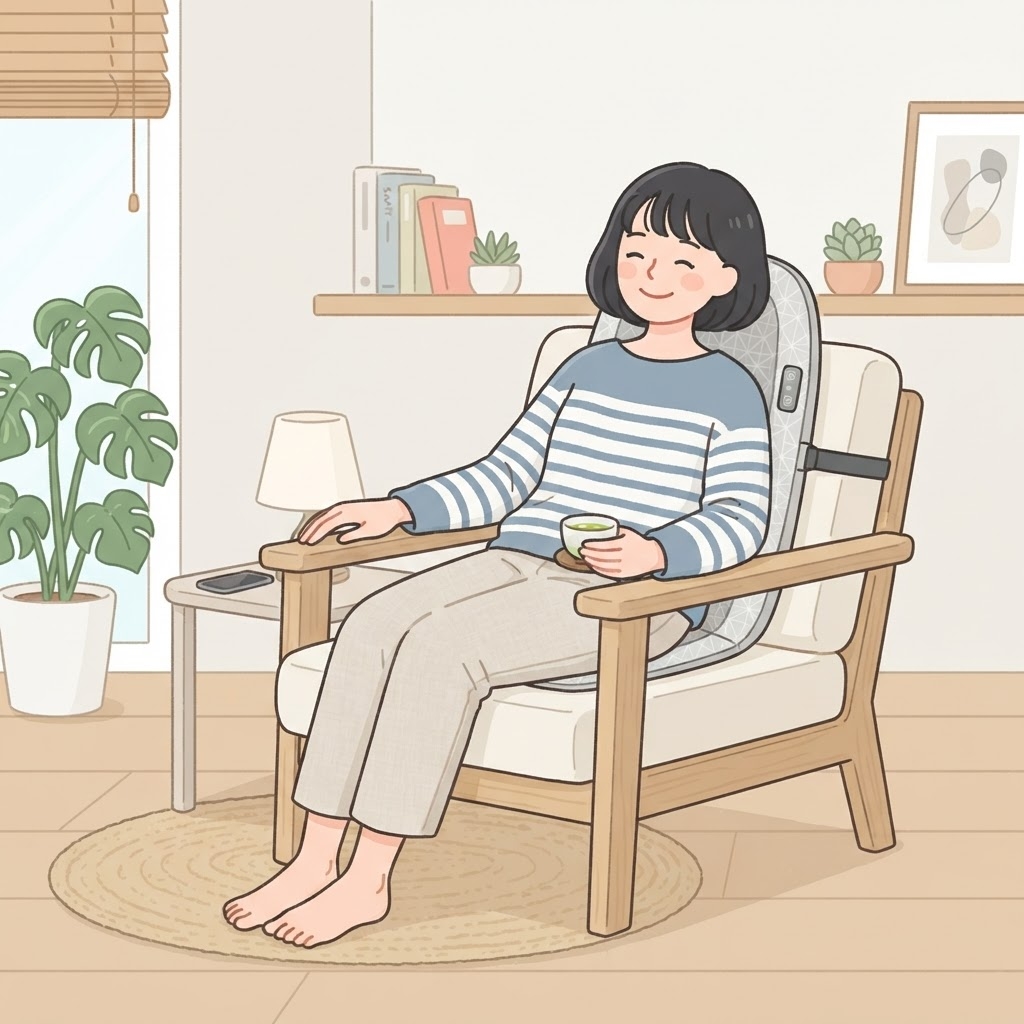 マッサージシートでくつろぐ女性