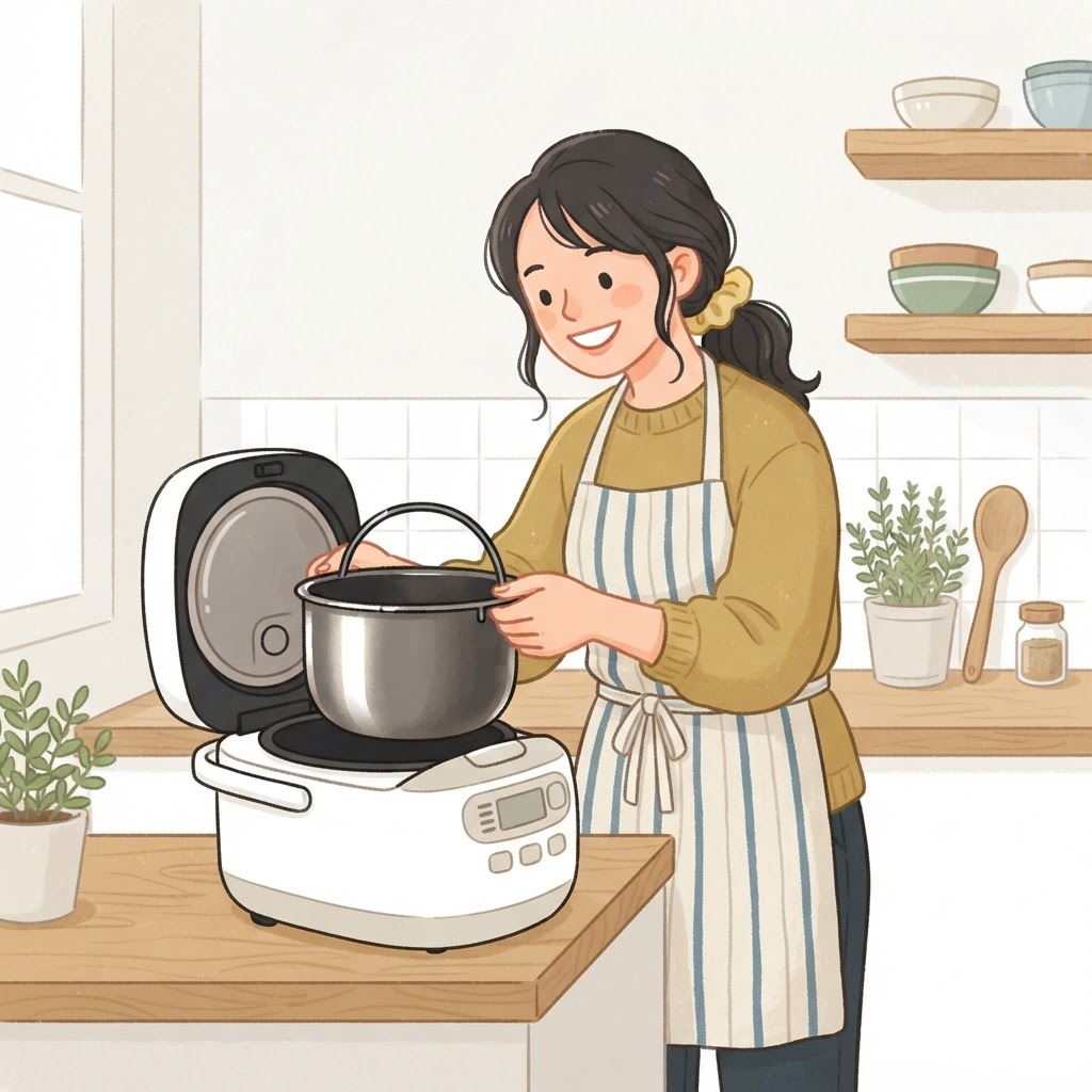 内釜だけを買い替えて炊飯器を使い続ける女性