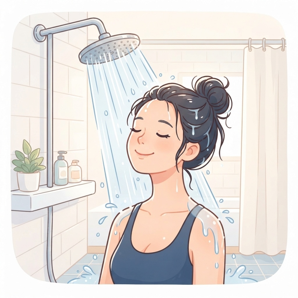 シャワーヘッドを気持ちよく使う女性